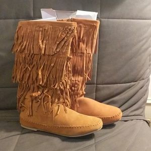 3 Layer Fringe Moccasin Boots